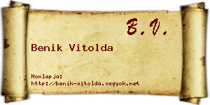 Benik Vitolda névjegykártya